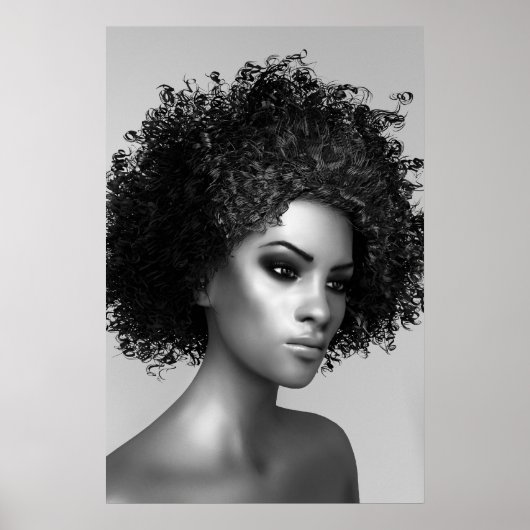 Poster Cheveux Afro Rendu 3D (Devant)