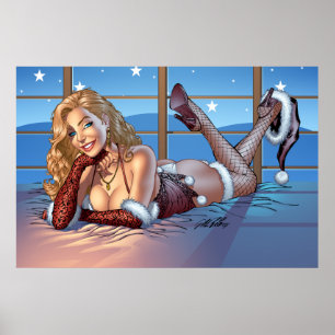 Poster Cheveux blond, Illustration de beauté bleu teint -