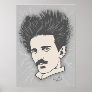 Poster Cheveux de charge statique de Tesla d'équipe