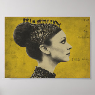 Poster Cheveux Surréaliste Avec Des Personnes Minuscules