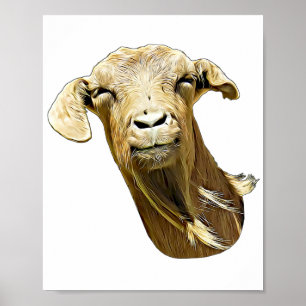 Poster Chèvre amusante Visage de la ferme Peinture sur le