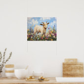 Poster Chèvre Cute Entourée De Fleurs sauvages (Cuisine)