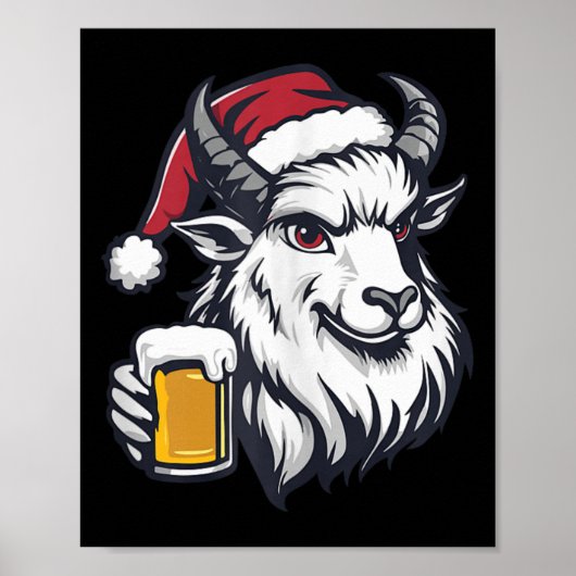 Poster Chèvre de Noël drôle avec bande dessinée de bière (Devant)