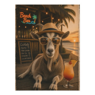 Poster Chèvre de plage cool avec cocktail