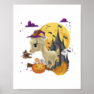 Poster Chèvre Sorcière Citrouille Halloween Costume