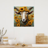 Poster Chèvre Tournesol (Cuisine)