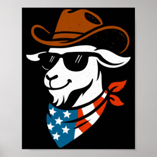 Poster Chèvre usa patriotique 4 juillet drôle chèvre