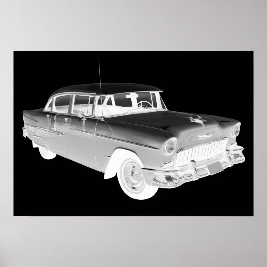 Poster Chevrolet Bel Air Classic Car Art 1955 (Devant)