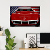 Poster Chevrolet Corvette C3 rouge (Bureau à domicile)