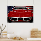 Poster Chevrolet Corvette C3 rouge (Cuisine)