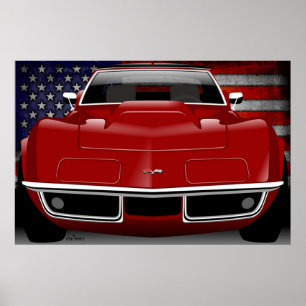 Poster Chevrolet Corvette C3 rouge