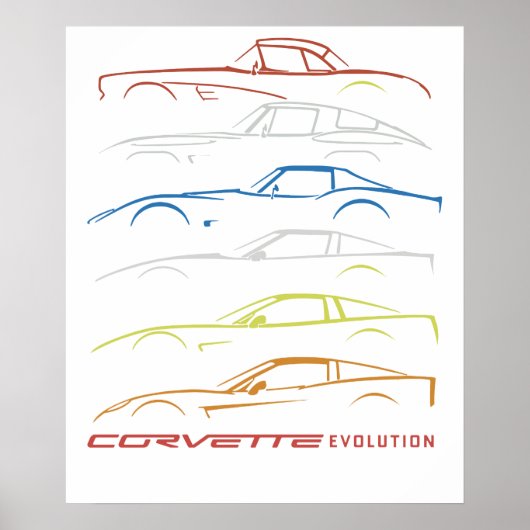 Poster Chevrolet Corvette T-Shirt Black w 1953-2019 Mode (Devant)