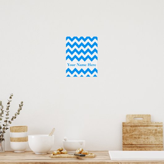 Poster Chevron bleu clair avec monogramme (Cuisine)