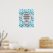 Poster Chevron bleu et blanc Mots d'encouragement (Cuisine)