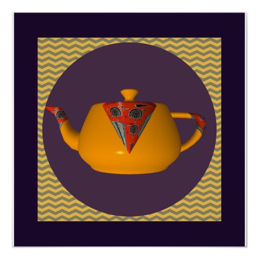 Poster Chevron Geo Théière Jaune (Devant)