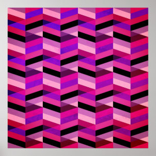 Poster Chevron/Herringbone abstrait Violets et Violet