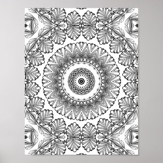 Poster Chevron Leaf Burst Coloring Page Pattern Artwork (Devant)