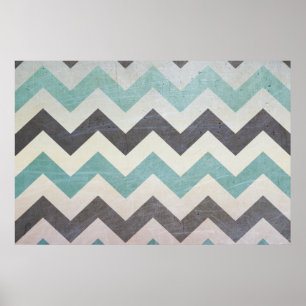 Poster Chevron Motif On Metal Texture par Shirley Taylor