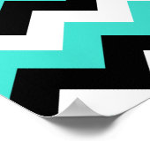 Poster Chevron noir et blanc turquoise (Coin)