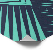 Poster Chevron Op-Art bleu néon. (Coin)