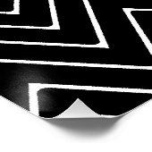 Poster Chevron rose chaud, noir et blanc | Votre monogram (Coin)