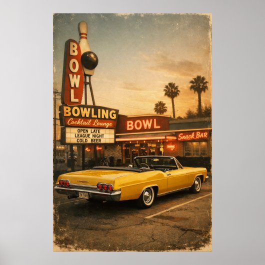Poster Chevy au bowling - Vintage (Devant)