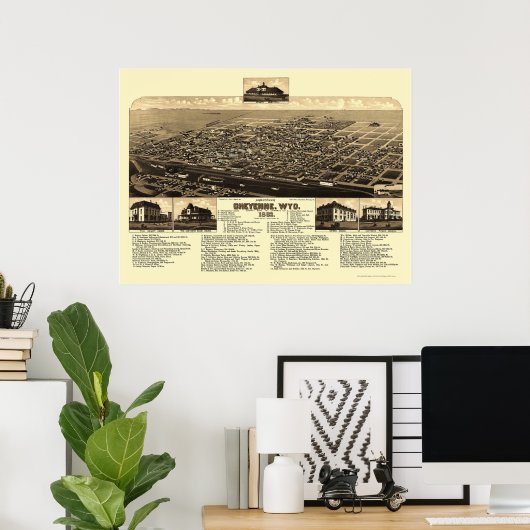 Poster Cheyenne, WY Panoramic Map - 1882 (Bureau à domicile)