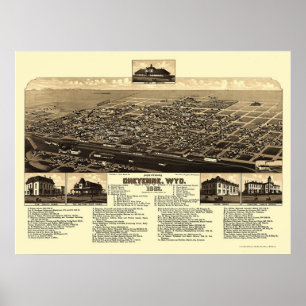 Poster Cheyenne, WY Panoramic Map - 1882