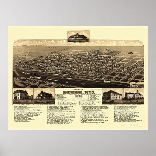 Poster Cheyenne, WY Panoramic Map - 1882 (Devant)