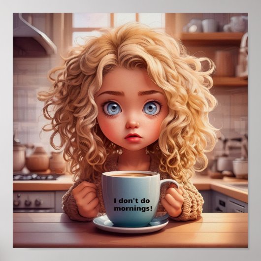 Poster Chibi Art Je ne fais pas le matin (Devant)