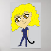 Poster Chibi avec un chat comme une queue (Devant)