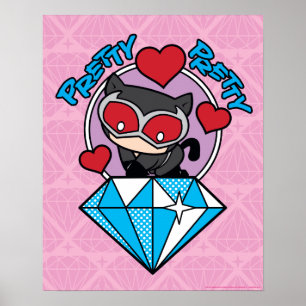 Poster Chibi Catwoman assise Sur Le Grand Diamant