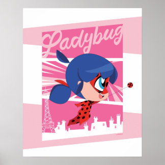 Poster Chibi Ladybug à Paris