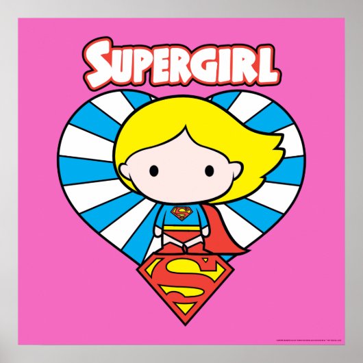 Poster Chibi Supergirl Starburst Coeur et logo (Devant)