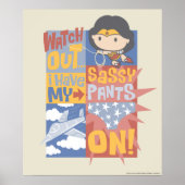 Poster Chibi Wonder Woman | J'Ai Mes Pantalons Sassy En T (Devant)