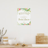 Poster Chic aquarelle fleurie douche signe d'accueil (Cuisine)