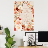 Poster Chic aquarelle fleurs couleurs automne cuivre Accu (Bureau à domicile)