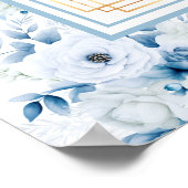 Poster Chic Aquarelle Pastel Bleu Or Plat (Coin)