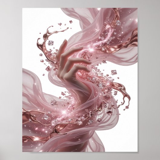 Poster Chic Argent ART ABSTRAIT Design Abstrait (Devant)