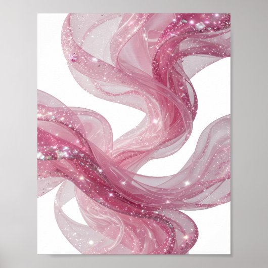 Poster Chic Argent VAGUE ROSE Design Moderne (Devant)