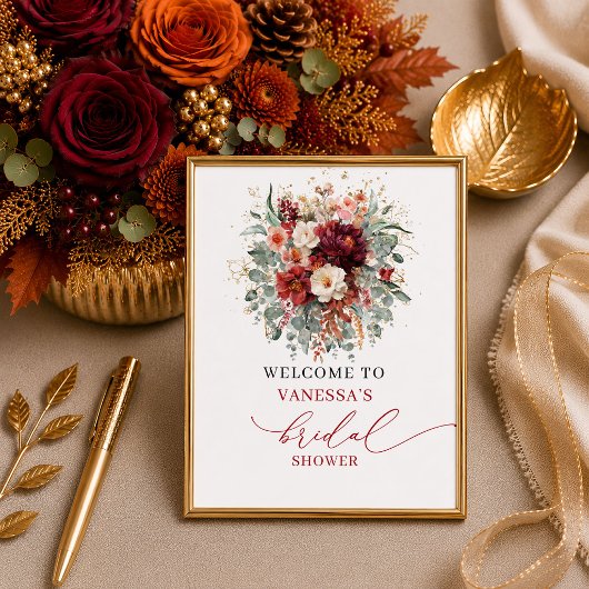Poster Chic automne terre cuite boho douche de mariée des
