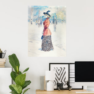 Poster Chic Belle Époque Femme française en veste rouge