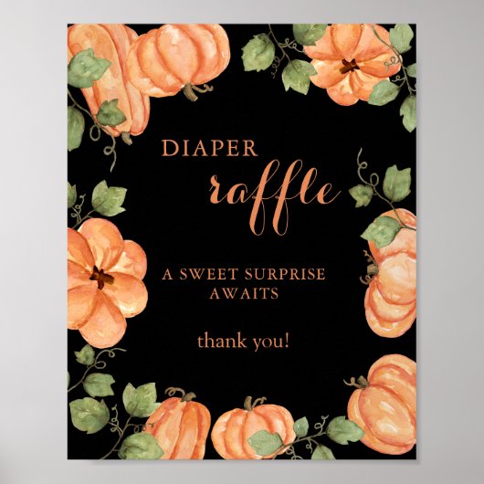 Poster Chic Black Fall Citrouille Baby shower Déchets Raf (Devant)