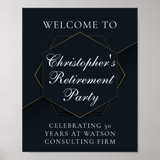 Poster Chic Black Gold Custom Retirement Party (Devant)