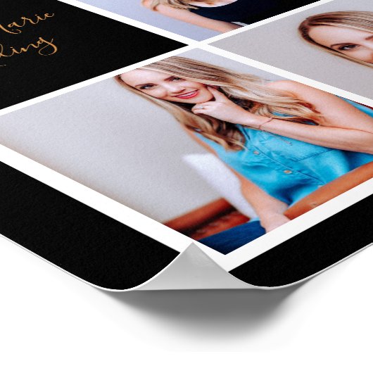 Poster Chic Black Gold Graduation Senior Portrait Photo (Coin)