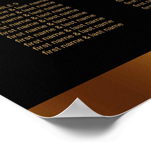 Poster Chic Black Gold Script Bordure Mariage Siège (Coin)