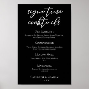 Poster Chic Black Mariage Signature Cocktails Bar Menu