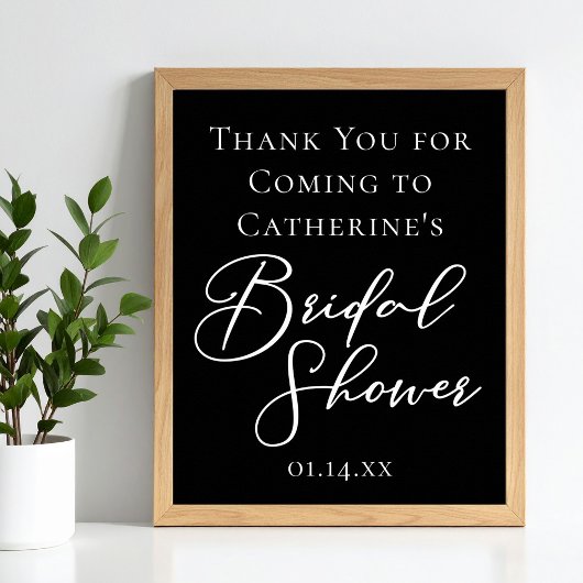 Poster Chic Black White Bridal Shower Personalized