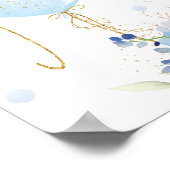 Poster Chic Blue Balloons Floral Boy Baby shower Bienvenu (Coin)