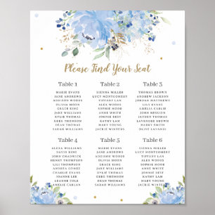 Poster Chic Blue Balloons Floral Boy Baby shower Siège